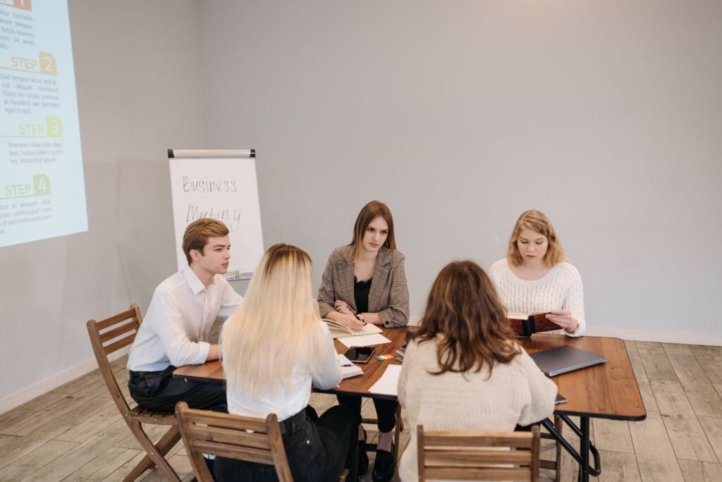 University leadership team in a strategy meeting